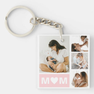 Mom And Kids Name Keepsake Photo Collage  Keychain