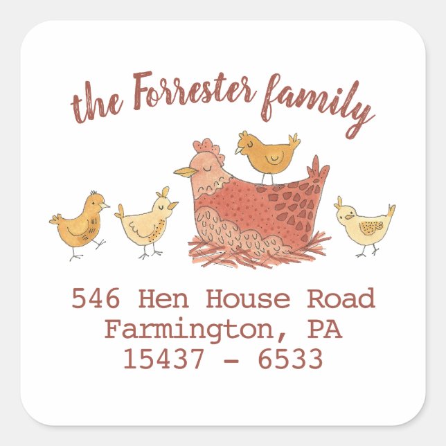 Mom and Kids Return Address Square Sticker (Front)