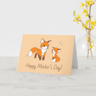Mom and Kit Fox Mother’s Day Peach Blank Card