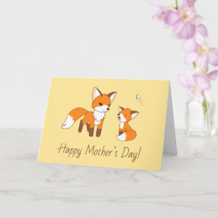 Mom and Kit Fox Mother’s Day Yellow Blank Card