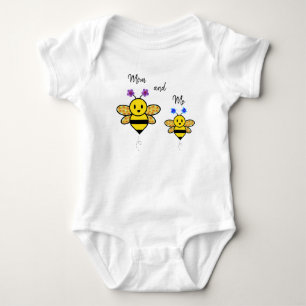 Mom and Me Whimsical Floral Bee Baby Bodysuit