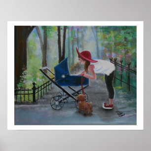 Mom and New Baby, a walk in the park Poster