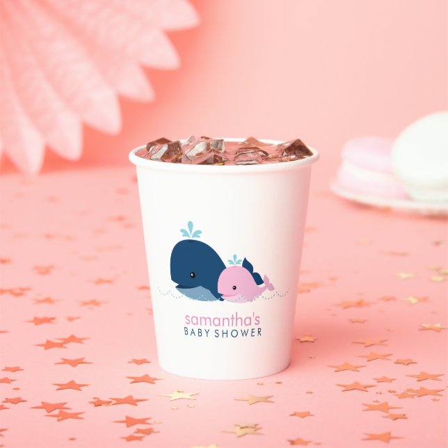 Mom and Pink Baby Whales Paper Cup (Insitu)