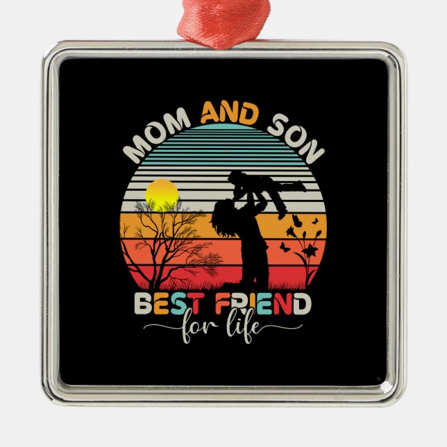 Mom And Son Best Friend Metal Ornament (Front)