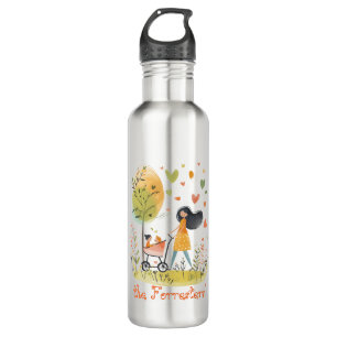 Mom and Twins on Stroller 710 Ml Water Bottle
