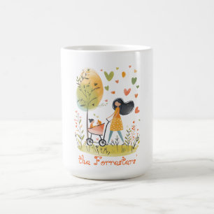Mom and Twins on Stroller Coffee Mug