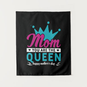 Mom Art A Mom And A Queen Tapestry