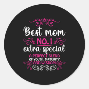 Mom Art Best Mom Number One Classic Round Sticker