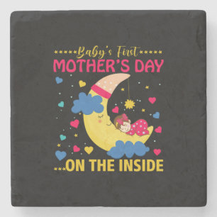 Mom Art First Mother's Day On The Inside Stone Coaster