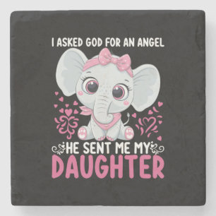 Mom Art He Sent Me Elephant Daughter Stone Coaster