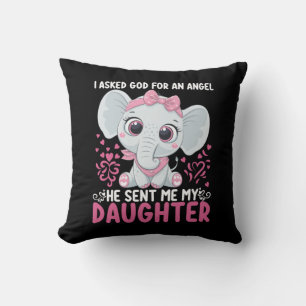 Mom Art He Sent Me Elephant Daughter Throw Pillow