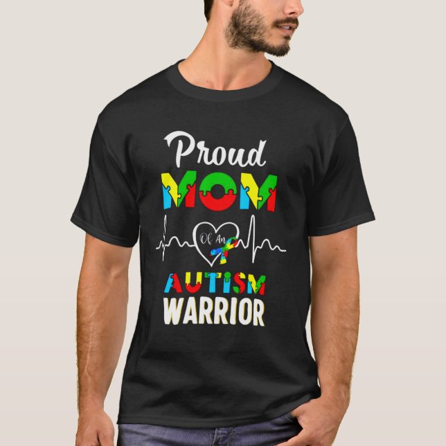 Mom Autism Awareness Warrior T-Shirt (Front)