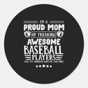 Mom Awesome Baseball Players Classic Round Sticker