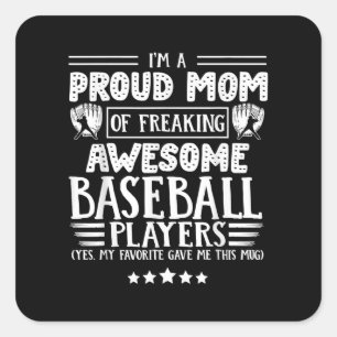 Mom Awesome Baseball Players Square Sticker