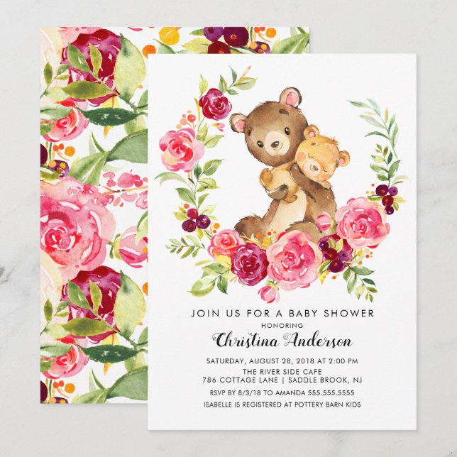 Mom & Baby Bear Baby Shower Invitation (Front/Back)