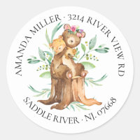 Mom & Baby Bear Baby Shower Return Address Label