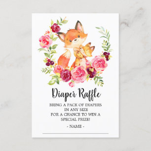 Mom Baby bunny Fox Shower Diaper Raffle Ticket Enclosure Card