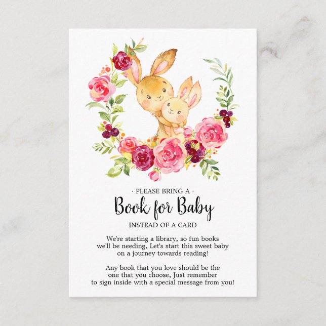Mom & Baby Bunny Rabbit Shower Book for Baby Card (Front)