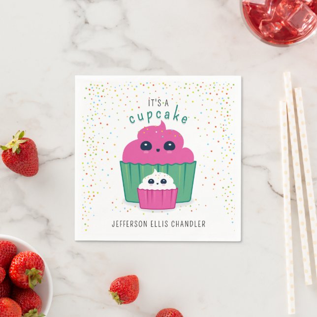 Mom & Baby Cupcake Baby Shower Napkin (Insitu)