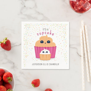 Mom & Baby Cupcake Baby Shower Napkin