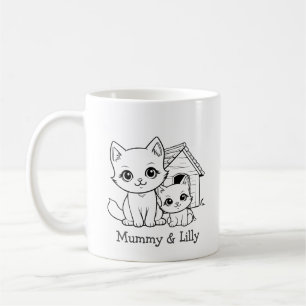 Mom & Baby Cute Cat , Personalised Matching Family Coffee Mug