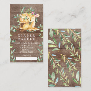 Mom & Baby Deer Baby Shower Diaper Raffle Ticket Enclosure Card