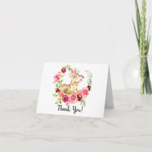 Mom & Baby Deer Girls Shower Thank You Note Card