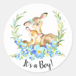 Mom & Baby Deer It' a BOY Favour Sticker