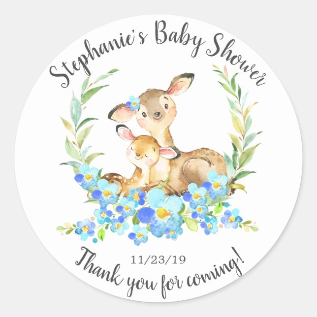 Mom & Baby Deer  Shower Favour Sticker (Front)