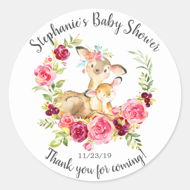 Mom & Baby Deer Shower Favour Sticker (Front)