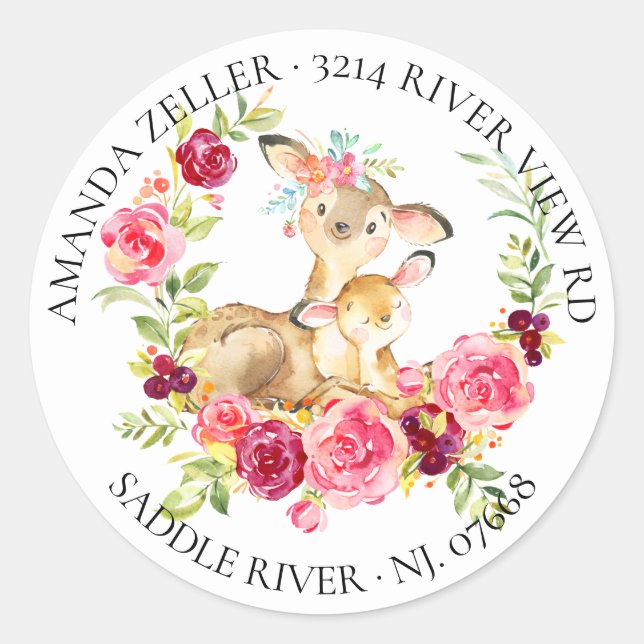 Mom & Baby Deer Shower Return Address Label (Front)