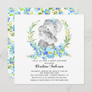 Mom & Baby Elephant Baby Shower Invitation