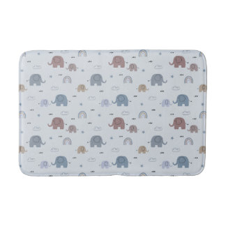 Mom & Baby Elephant Pattern Bath Mat