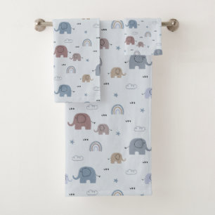 Mom & Baby Elephant Pattern Bath Towel Set