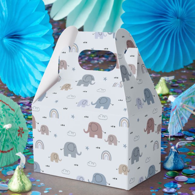 Mom & Baby Elephant Pattern Favour Boxes (Party)