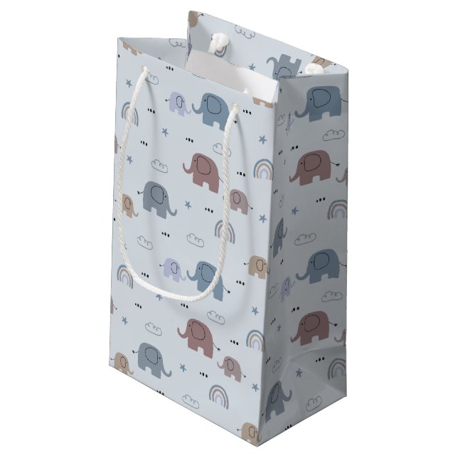 Mom & Baby Elephant Pattern Gift Bag (Back Angled)