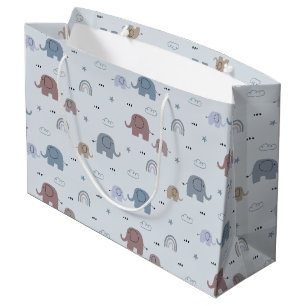 Mom & Baby Elephant Pattern Large Gift Bag