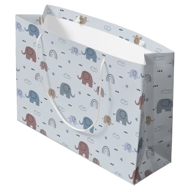 Mom & Baby Elephant Pattern Large Gift Bag (Back Angled)
