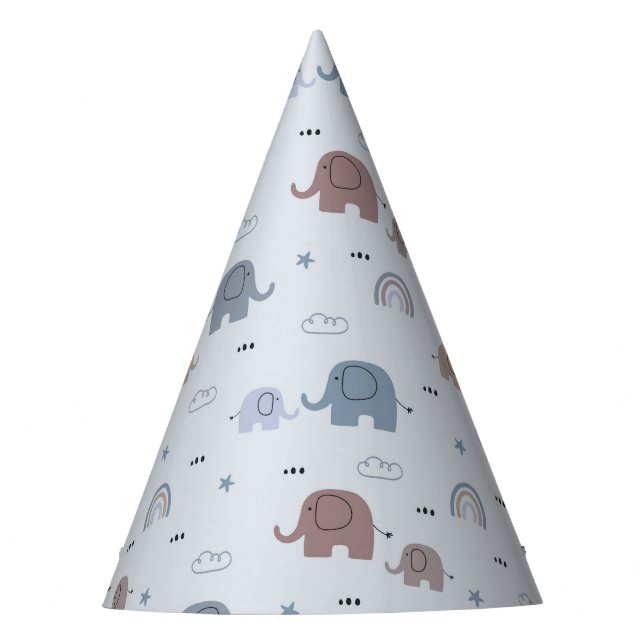 Mom & Baby Elephant Pattern Party Hat (Front)
