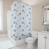 Mom & Baby Elephant Pattern Shower Curtain