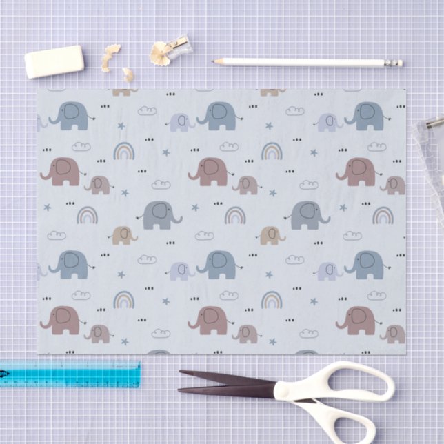 Mom & Baby Elephant Pattern Tissue Paper (Craft)