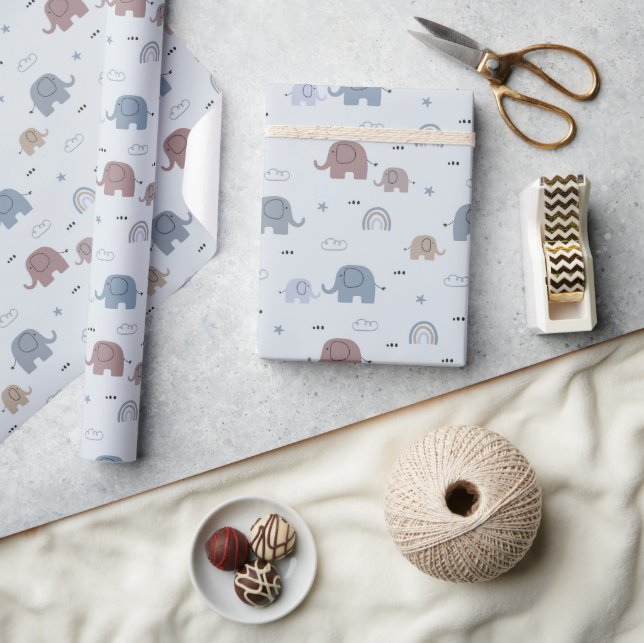 Mom & Baby Elephant Pattern Wrapping Paper Roll (Crafts)