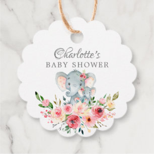 Mom & Baby Elephant Shower Favour Gift Tag