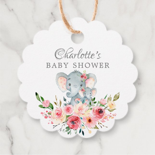 Mom & Baby Elephant Shower Favour Gift Tag (Back)