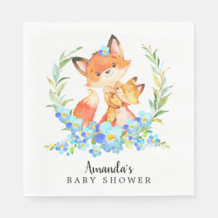 Mom & Baby Fox Boys Shower Paper Napkins