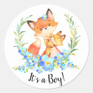 Mom & Baby Fox It' a BOY Favour Sticker