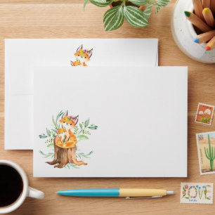 Mom & Baby Fox Neutral  Baby Shower Envelope