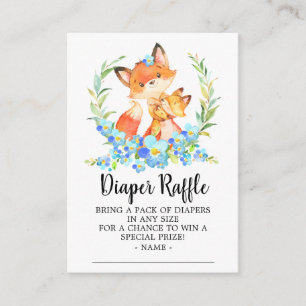 Mom & Baby Fox Shower Diaper Raffle Ticket Enclosure Card