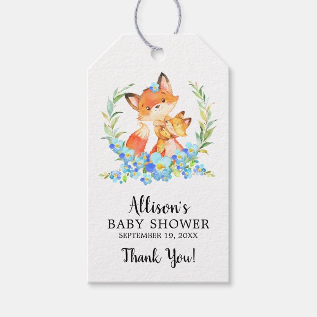 Mom & Baby Fox Shower Favour Gift Tag (Front)