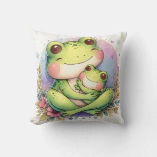 Mom & Baby Frog Throw Pillow